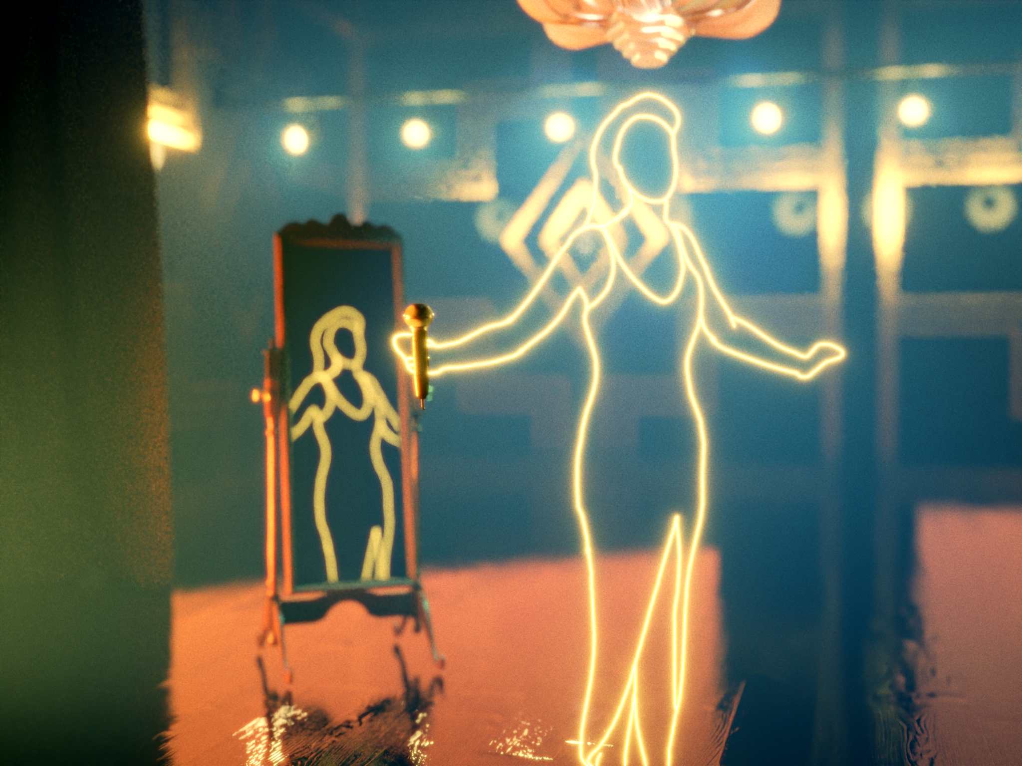 The exact same scene, fully rendered and lit